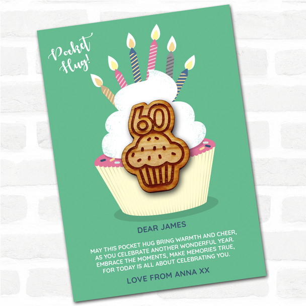 Cupcake 60 Cupcake Happy Birthday Personalised Gift Pocket Hug