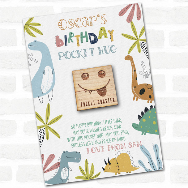 Monster Face Teeth Tongue Kid's Birthday Dinosaur Personalised Gift Pocket Hug