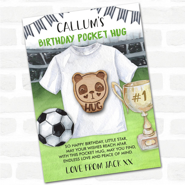 Eyelash Panda Kid's Boys Birthday Football Personalised Gift Pocket Hug