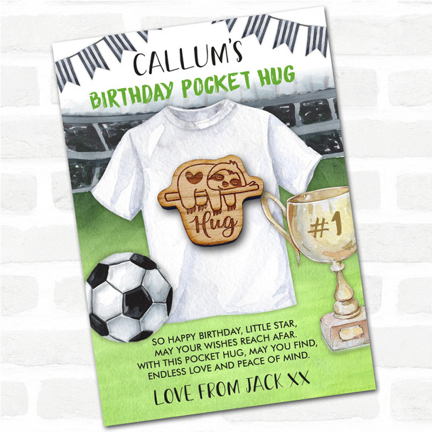 Sleepy Sloth Kid's Boys Birthday Football Personalised Gift Pocket Hug