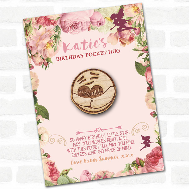 Smiling Face Kid's Girls Birthday Fairy Personalised Gift Pocket Hug