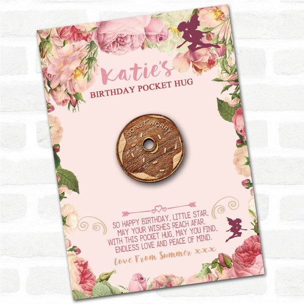 Donut Icing & Kid's Girls Birthday Fairy Personalised Gift Pocket Hug