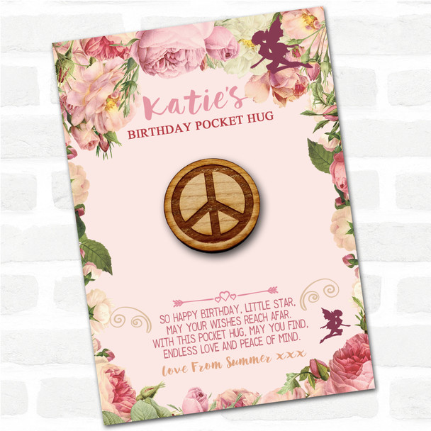 Peace Symbol Kid's Girls Birthday Fairy Personalised Gift Pocket Hug