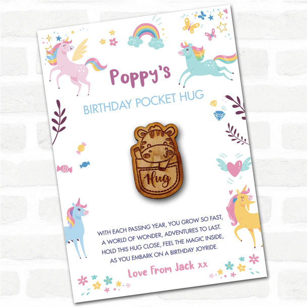 Zebra In A Pocket Kid's Girls Birthday Unicorn Personalised Gift Pocket Hug Zebra In A Pocket Kid's Girls Birthday Unicorn Personalised Gift Pocket Hug