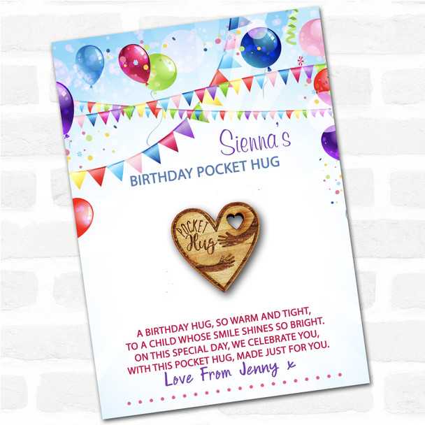 Cuddling Arms In Heart Kid's Birthday Balloons Personalised Gift Pocket Hug