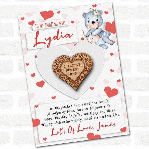 Leopard Print Heart Happy Valentine's Day Personalised Gift Pocket Hug