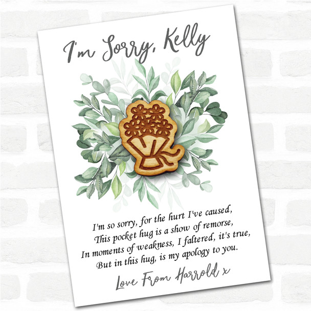 Bouquet Of Flowers Ribbon Leaves I'm Sorry Apology Personalised Gift Pocket Hug