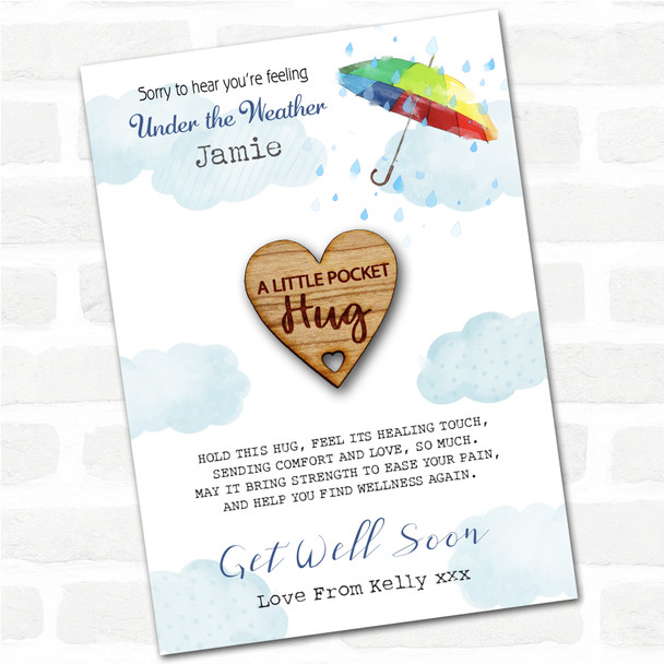 Hole Cut From Heart Umbrella Get Well Soon Personalised Gift Pocket Hug