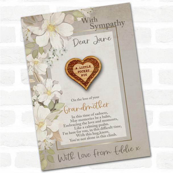 Outlined Heart Stars Sympathy Sorry For Your Loss Personalised Gift Pocket Hug