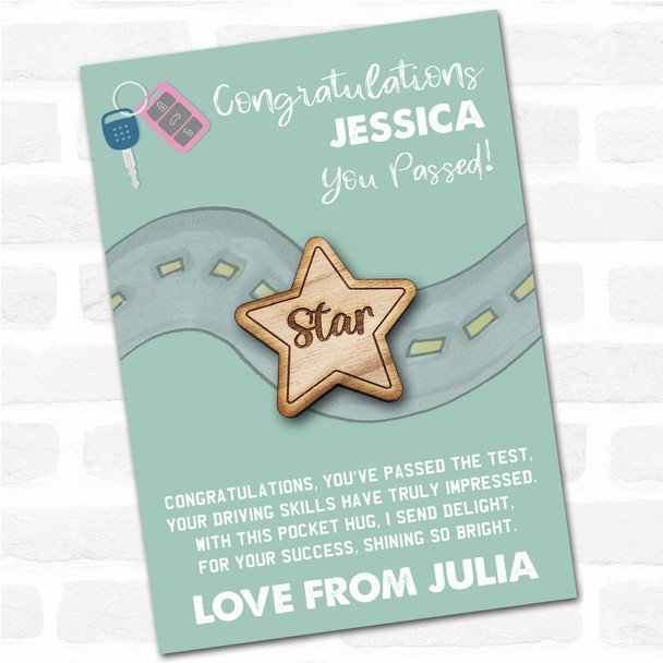 Star Congratulations Passed Driving Test Personalised Gift Pocket Hug