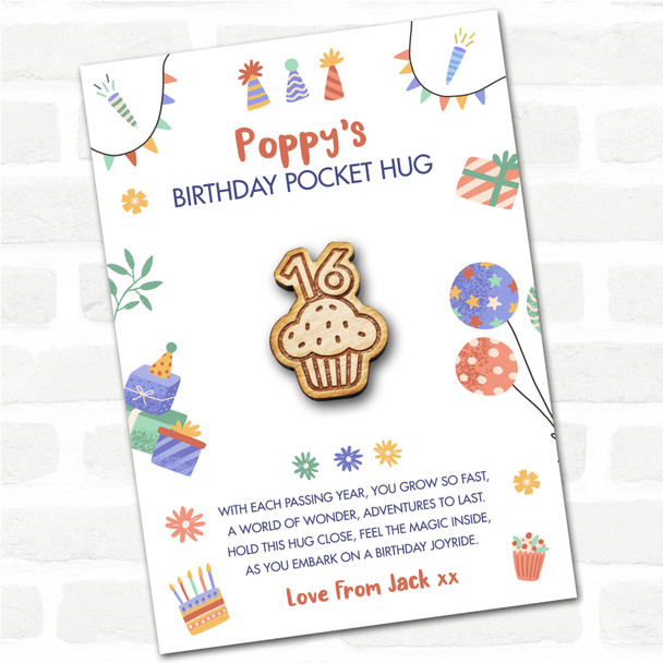 Cupcake 16 Kid's Birthday Hats Cakes Personalised Gift Pocket Hug