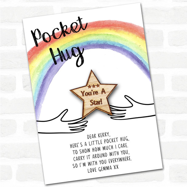 You're A Star Rainbow Personalised Gift Pocket Hug