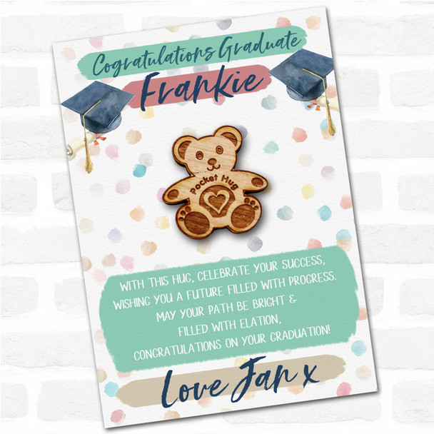 Teddy Bear Congratulations Graduate Graduation Personalised Gift Pocket Hug