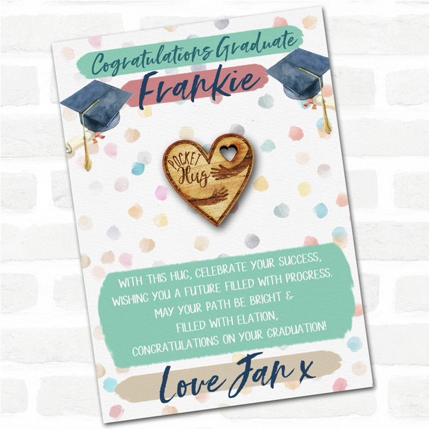 Cuddling Arms In Heart Congratulations Graduation Personalised Gift Pocket Hug