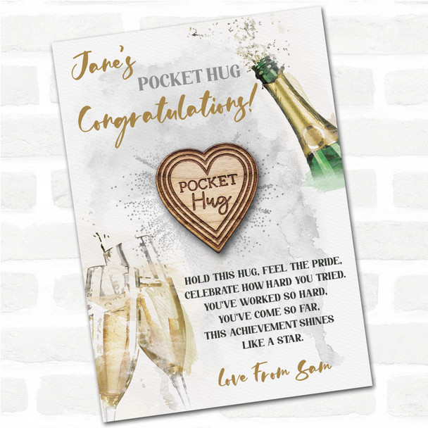 Hearts Pattern Champagne Congratulations Personalised Gift Pocket Hug