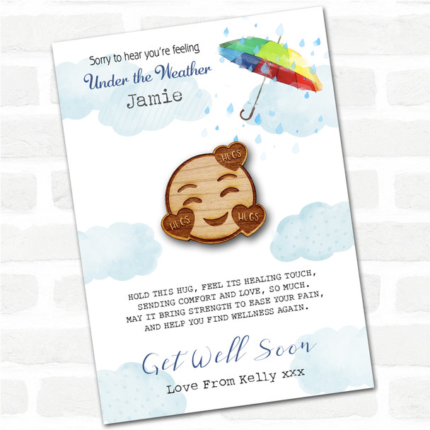 Smiley Emoji Hearts Umbrella Get Well Soon Personalised Gift Pocket Hug