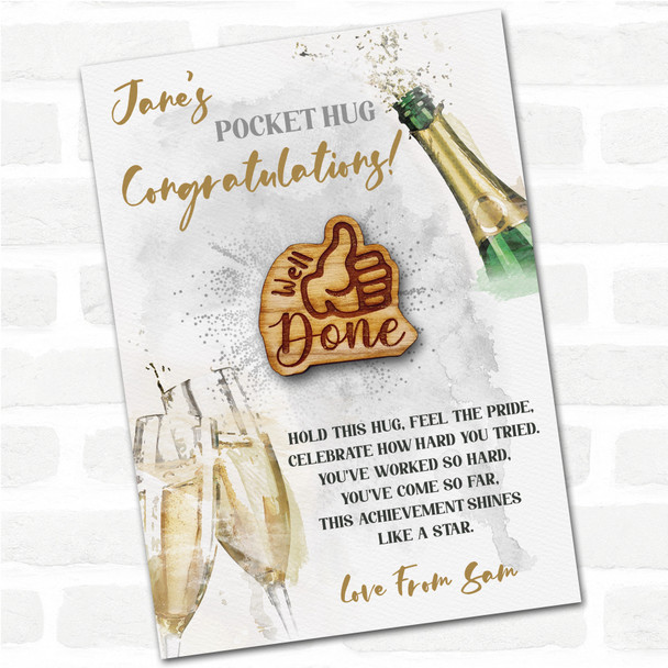 Thumbs Up Champagne Congratulations Personalised Gift Pocket Hug