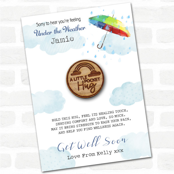 Circle A Rainbow Umbrella Get Well Soon Personalised Gift Pocket Hug