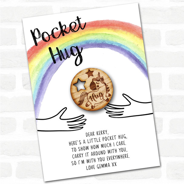Circle Unicorn Rainbow Personalised Gift Pocket Hug Circle Unicorn Rainbow Personalised Gift Pocket Hug