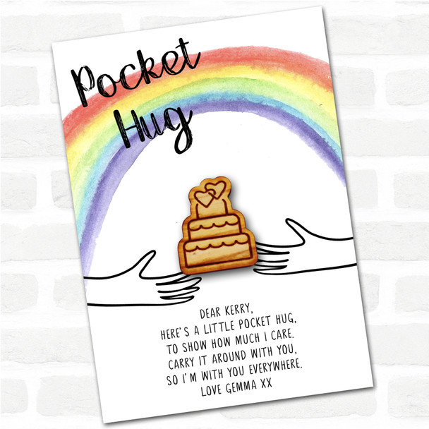 Wedding Cake and Hearts Rainbow Personalised Gift Pocket Hug