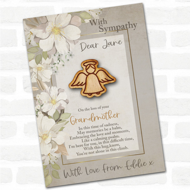 Angel Wings and Halo Sympathy Sorry For Your Loss Personalised Gift Pocket Hug