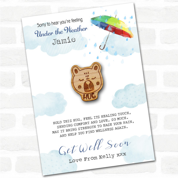 Sleepy Bear Umbrella Get Well Soon Personalised Gift Pocket Hug