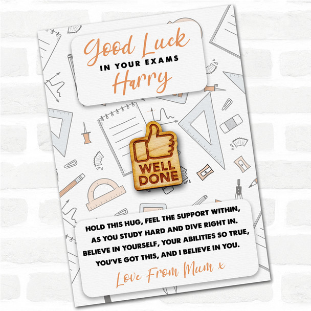 Thumbs Up Well Done Good Luck In Your Exams Personalised Gift Pocket Hug