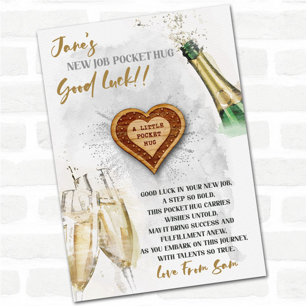 Outlined Heart Stars Good Luck New Job Congratulations Personalised Pocket Hug