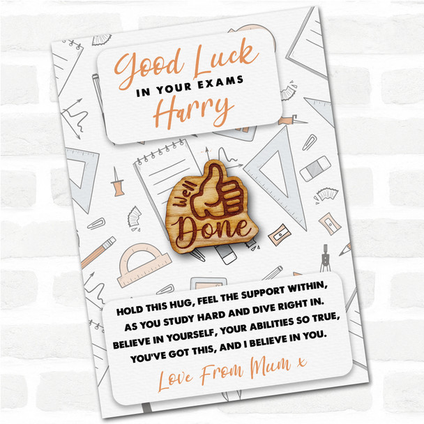 Thumbs Up Good Luck In Your Exams Personalised Gift Pocket Hug