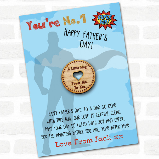 Circle Heart Hole Superhero Dad Father's Day Personalised Gift Pocket Hug