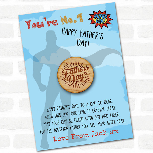 Fathers Day Shooting Badge Superhero Dad Father's Day Personalised Pocket Hug
