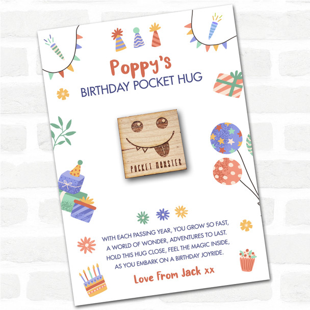 Monster Face Teeth Tongue Kid's Birthday Hats Cakes Personalised Gift Pocket Hug