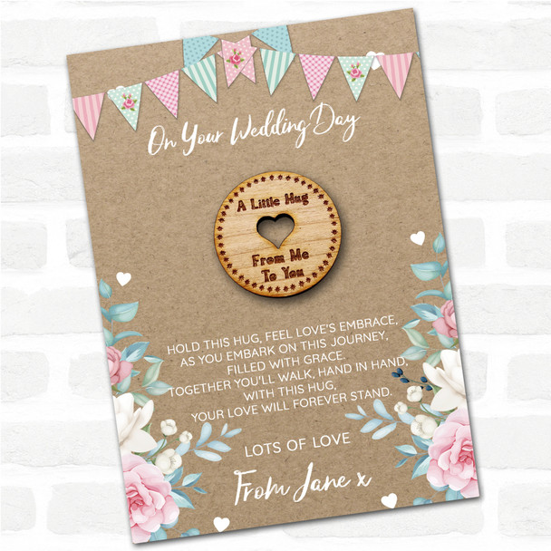 Circle Heart Hole Burlap On Your Wedding Day Personalised Gift Pocket Hug