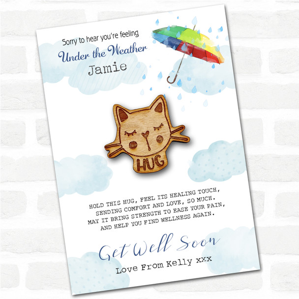 Cat Umbrella Get Well Soon Personalised Gift Pocket Hug