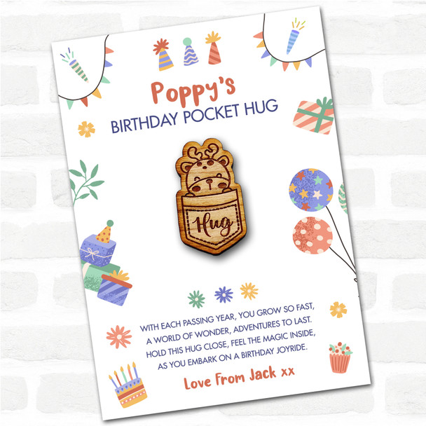 Deer In A Pocket Kid's Birthday Hats Cakes Personalised Gift Pocket Hug