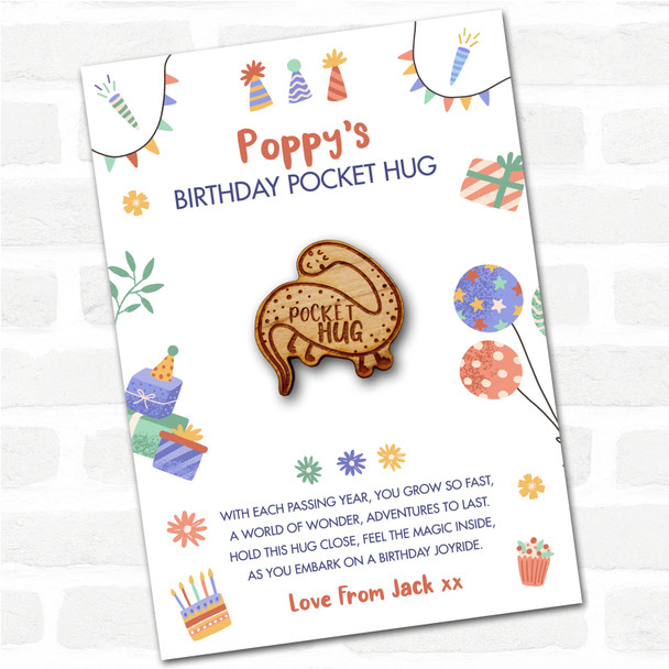 Apatosaurus Kid's Birthday Hats Cakes Personalised Gift Pocket Hug