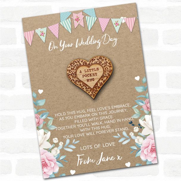 Leopard Print Heart Burlap On Your Wedding Day Personalised Gift Pocket Hug