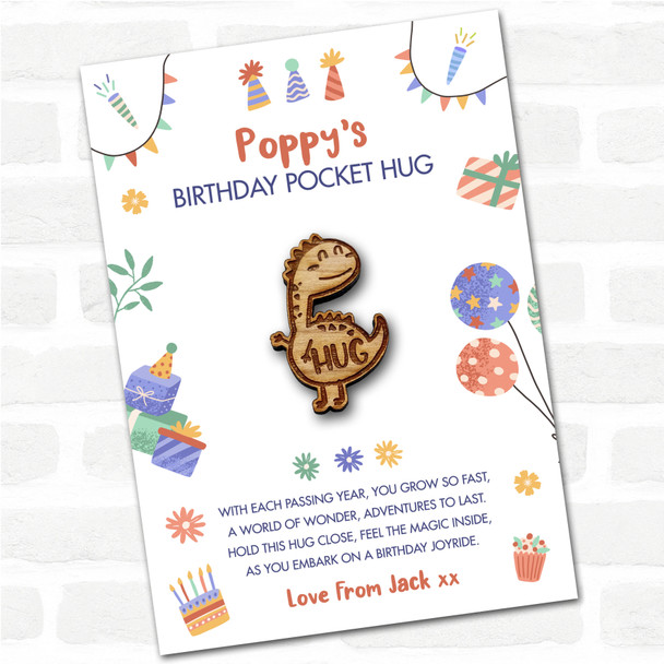 Stegosaurus Kid's Birthday Hats Cakes Personalised Gift Pocket Hug