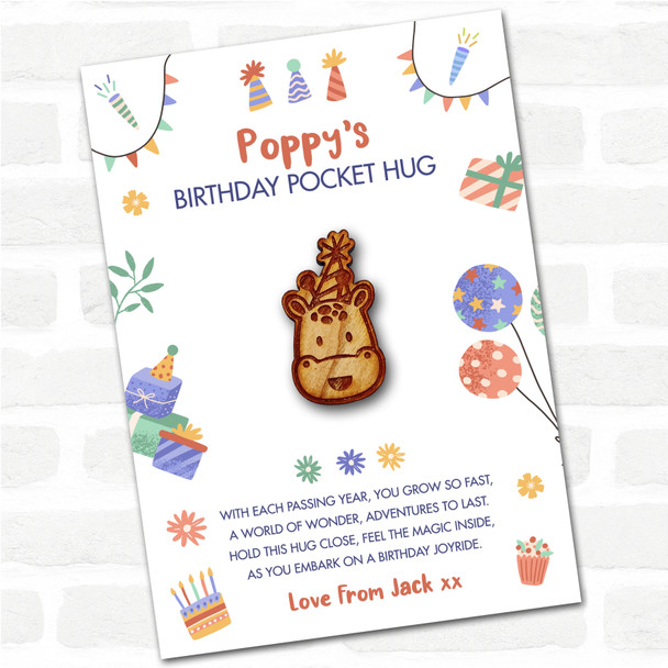 Giraffe In A Party Hat Kid's Birthday Hats Cakes Personalised Gift Pocket Hug