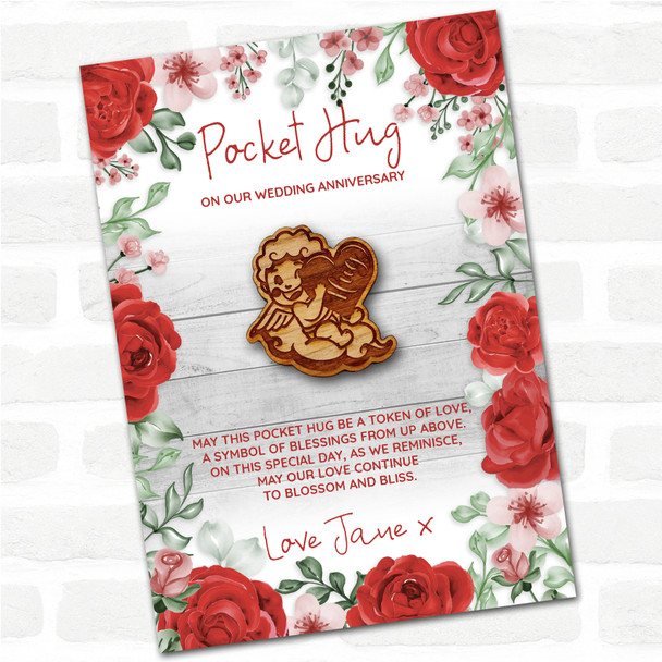 Cute Little Cupid Roses Wedding Anniversary Personalised Gift Pocket Hug Cute Little Cupid Roses Wedding Anniversary Personalised Gift Pocket Hug