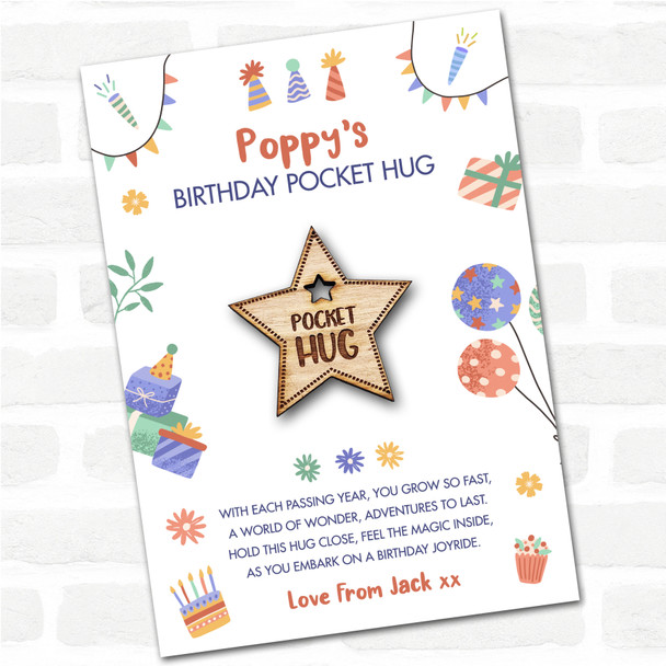 Star Hole Kid's Birthday Hats Cakes Personalised Gift Pocket Hug
