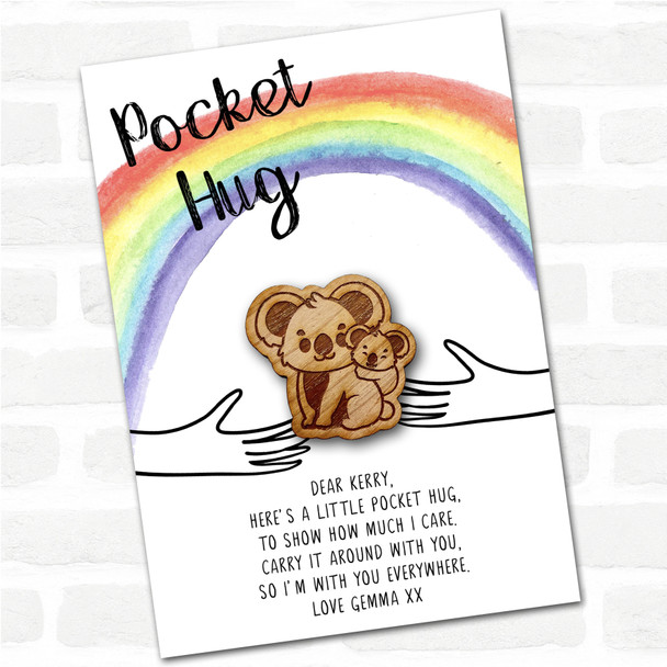 Parent & Baby Koala Rainbow Personalised Gift Pocket Hug