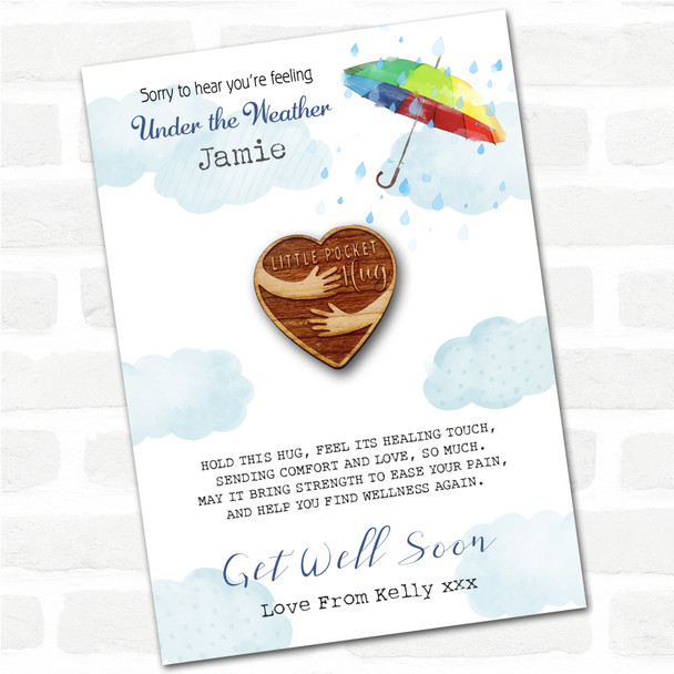 Heart And Cuddled Arms Umbrella Get Well Soon Personalised Gift Pocket Hug