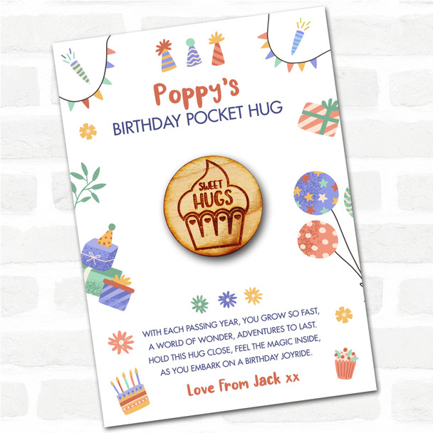 Cupcake Heart Wrapper Kid's Birthday Hats Cakes Personalised Gift Pocket Hug