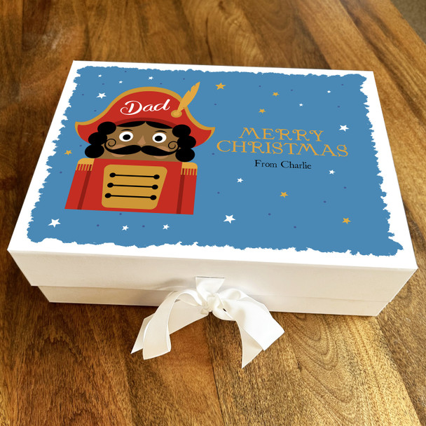 Merry Christmas Nutcracker Dark Skin Dad Blue Festive Personalised Gift Box