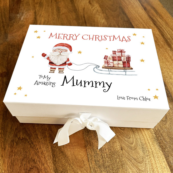 Merry Christmas Mummy Santa Claus With Presents Personalised Hamper Gift Box