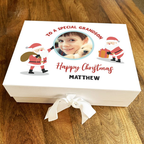 Special Grandson Happy Christmas Photo Santa Personalised Xmas Hamper Gift Box
