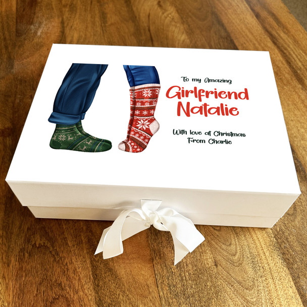 Amazing Girlfriend Winter Christmas Socks Romantic Couple Personalised Gift Box