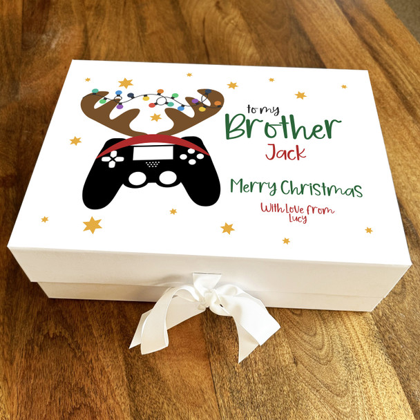 Brother Merry Christmas Game Pad Antlers Personalised Xmas Hamper Gift Box