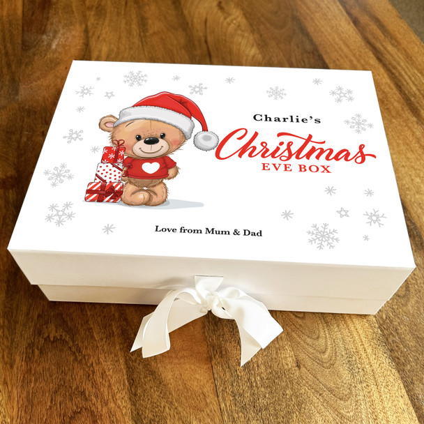 Christmas Eve Box Teddy Bear Winter Snowflakes Festive Personalised Gift Box